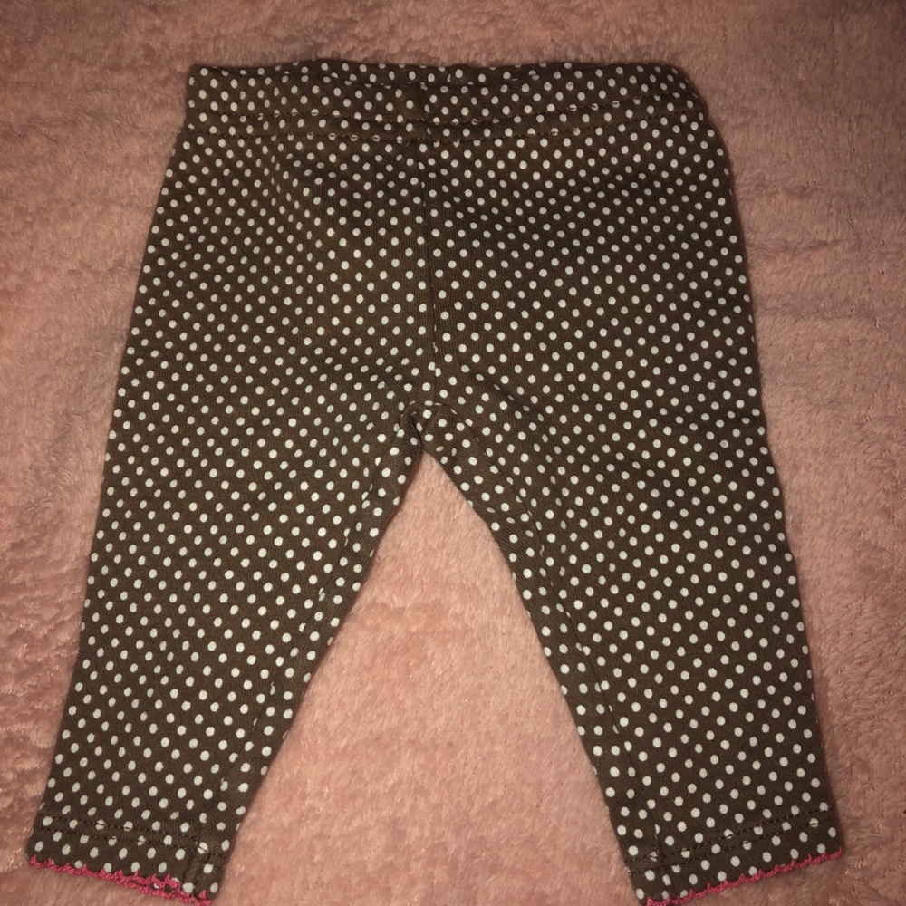 Brown and white poka dot pants
